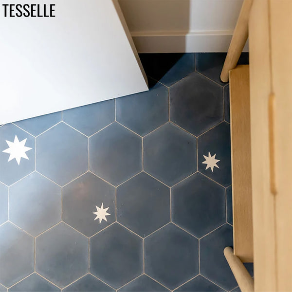 Cosmos Ocean 9x8" Hexagonal Cement Tile