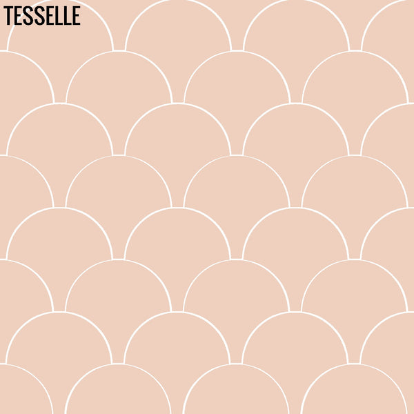 Echelle Coral 8"x8" Fish Scale Shaped Cement Tile in Repeat