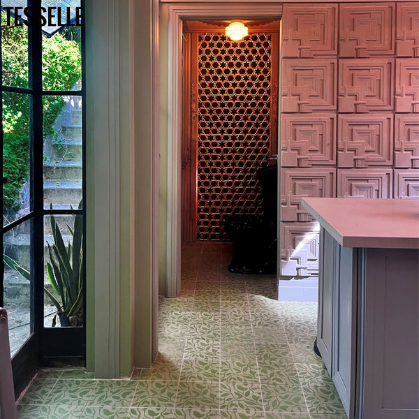 Fine Vine Verde 8" Square Cement Tile