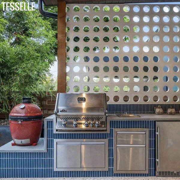 Globe Breeze Blocks in an Outdoor Kitchen