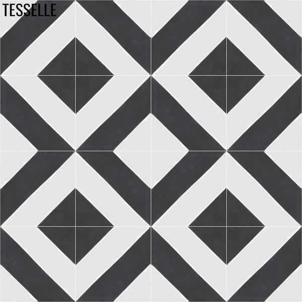 Lisbon Preta 8" Square Cement Tile 1