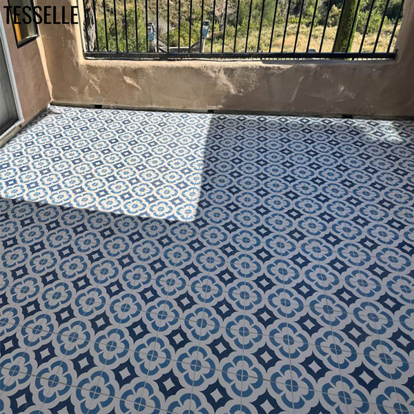 Madrid Blu 8" Square Cement Tile Patio