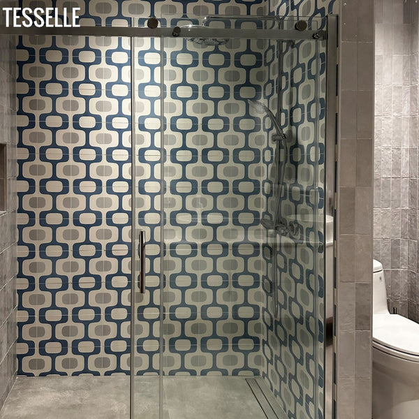 Ipanema Lago Cement Tiles in a Shower