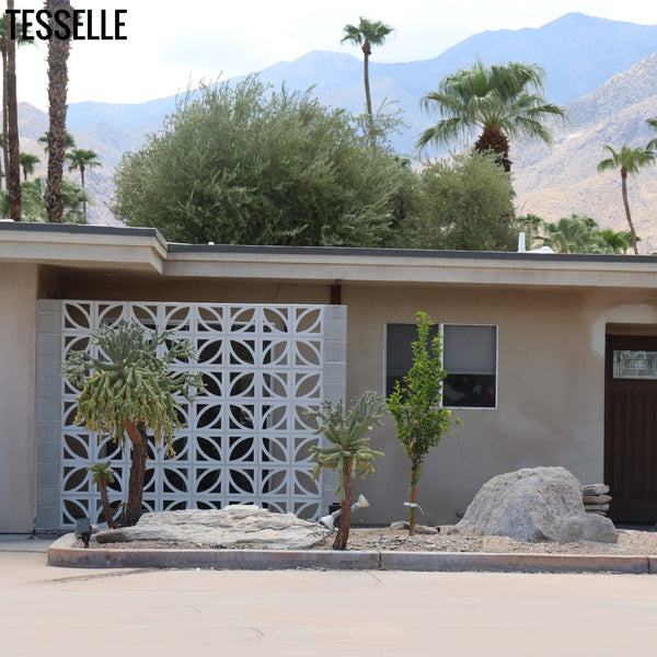 Palma White 11.4" Cement Breeze Block Palm Springs Indian Canyons