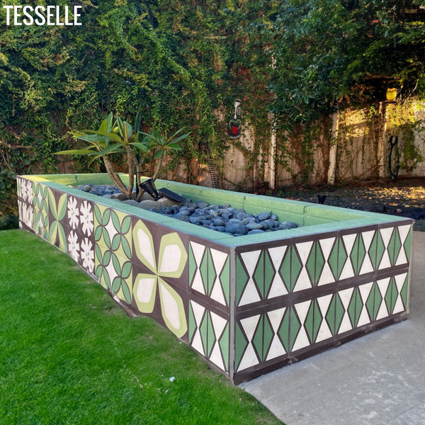 Tapa Green Montage - 8" Square Cement Tiles by Shag