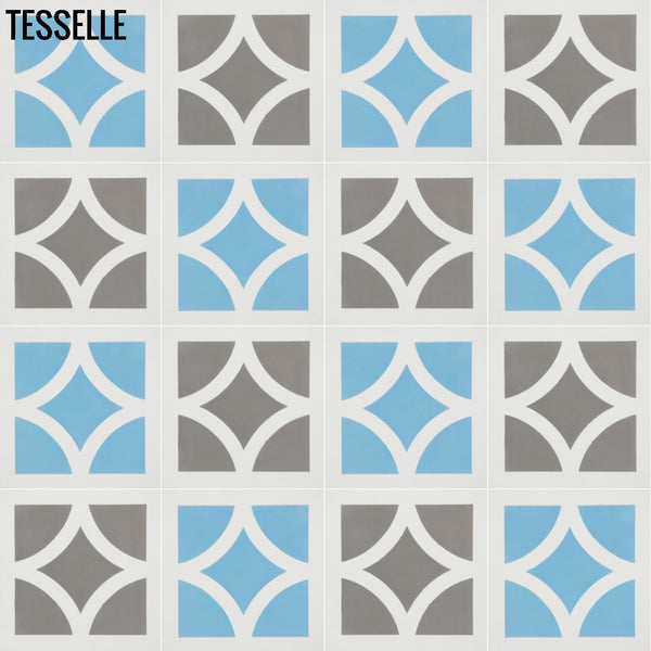 Zephyr Rotary Slate 8" Square Cement Tile Multi Color