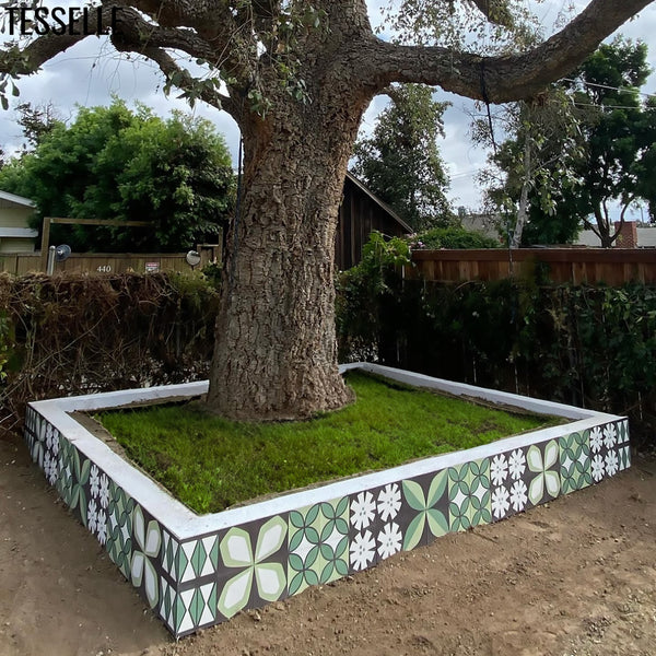 Tapa Green Montage - 8" Square Cement Tiles by Shag