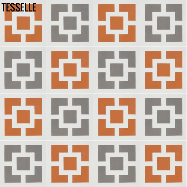 Zephyr Town Square Slate 8" Square Cement Tile Multi Color