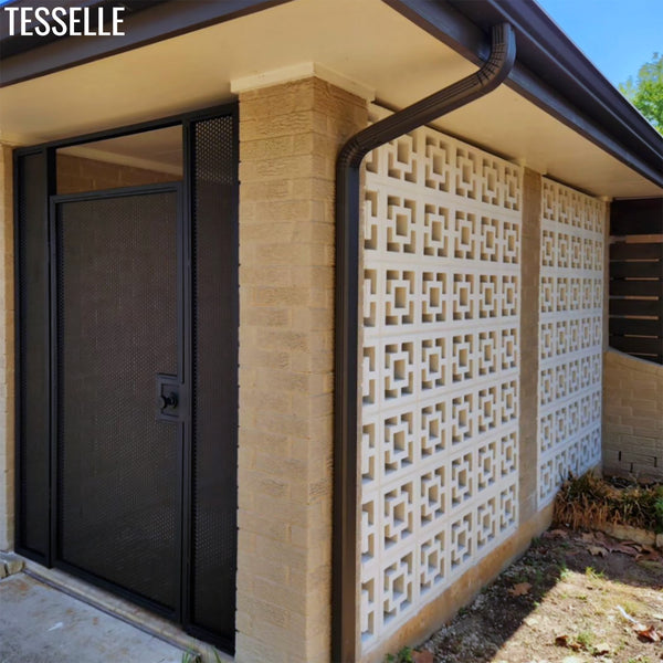Town Square White 11.4" Cement Breeze Block 10