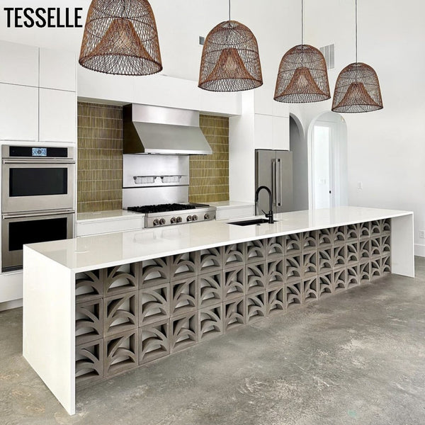 Verona Grey Breeze Blocks Kitchen Island