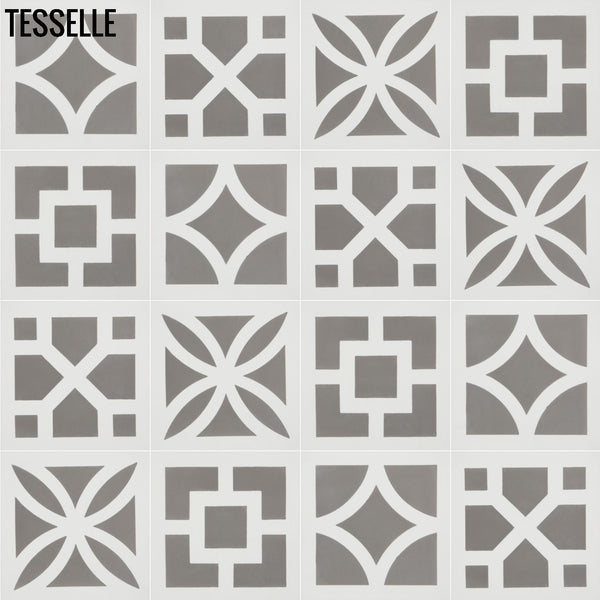 Zephyr Slate 8" Square Cement Tile Multi Pattern