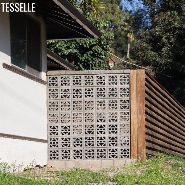 Patio installation of Lantern Grey Breeze Block