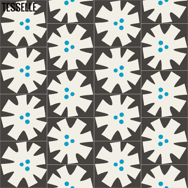 Products Tapa Blue Flower 8" Square Cement Tile by Shag 2