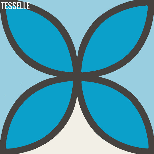 Tapa Blue Montage - 8" Square Cement Tiles by Shag Fourleaf