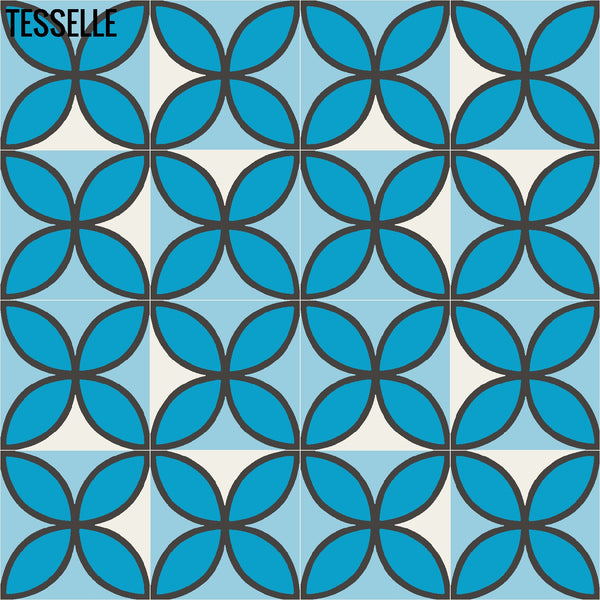Tapa Blue Fourleaf 8" Square Cement Tile by Shag 3