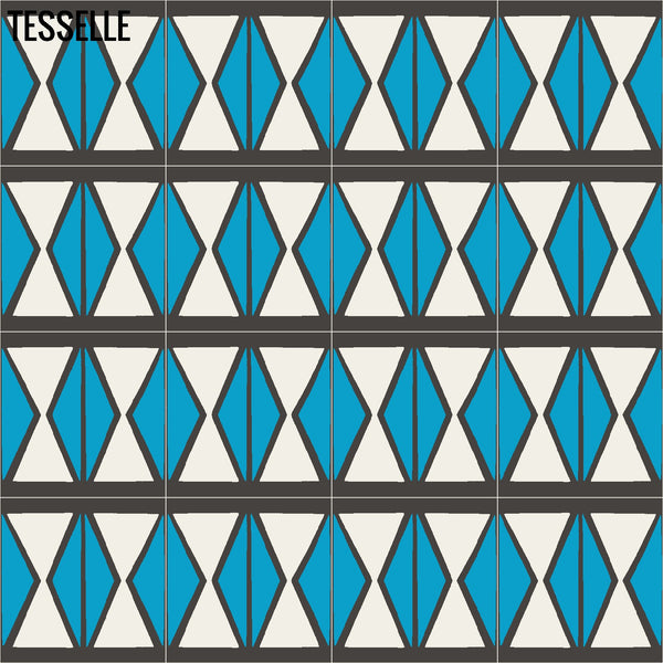 Products Tapa Blue Hourglass 8" Square Cement Tile by Shag 1