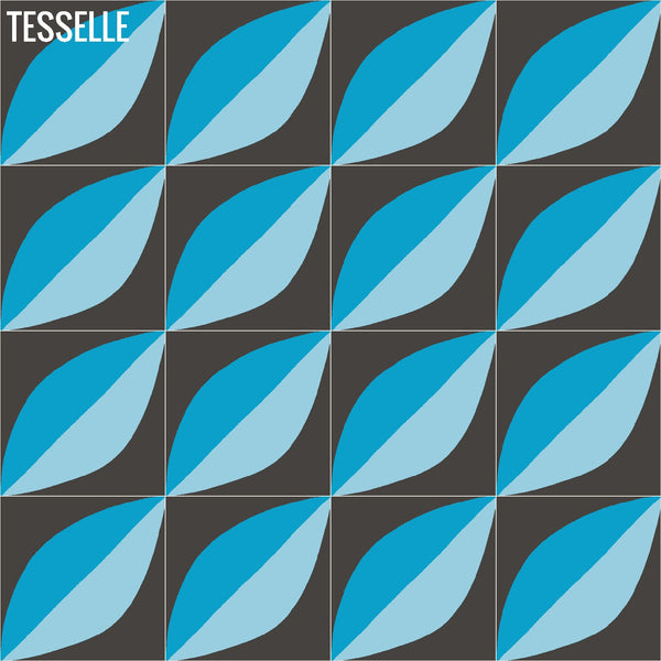 Tapa Blue Largeleaf 8" Square Cement Tile by Shag 6