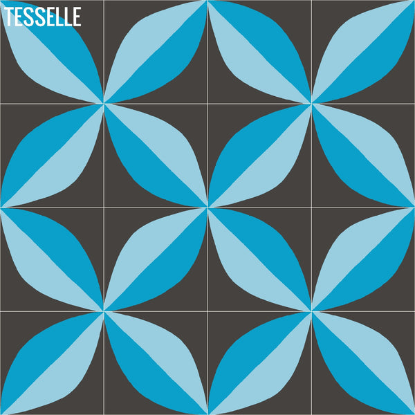 Tapa Blue Largeleaf 8" Square Cement Tile by Shag 7