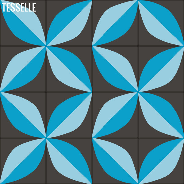 Tapa Blue Largeleaf 8" Square Cement Tile by Shag 4