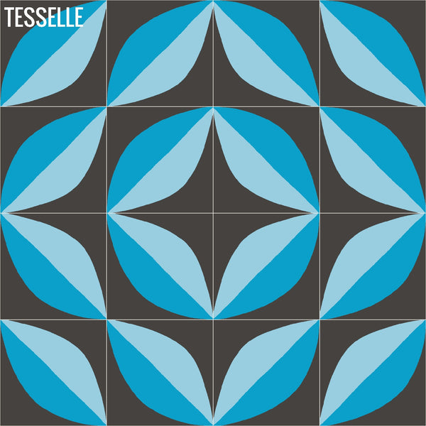 Tapa Blue Largeleaf 8" Square Cement Tile by Shag 3