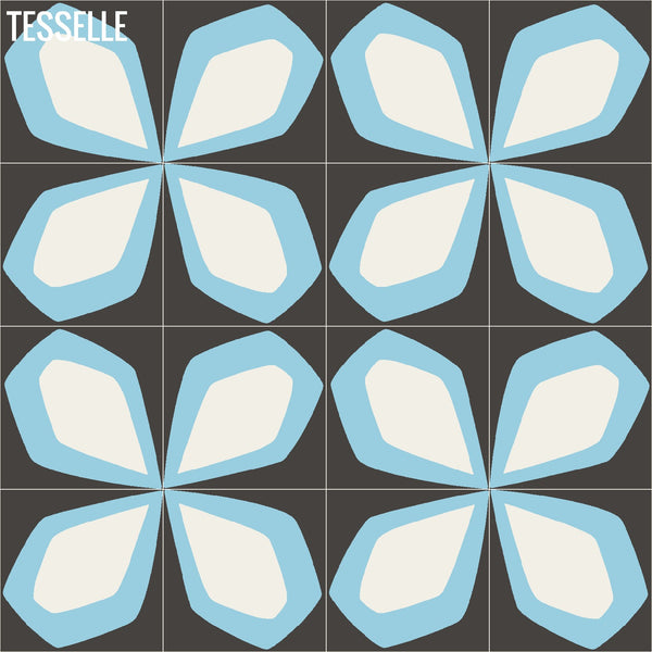 Products Tapa Blue Petal 8" Square Cement Tile by Shag 1