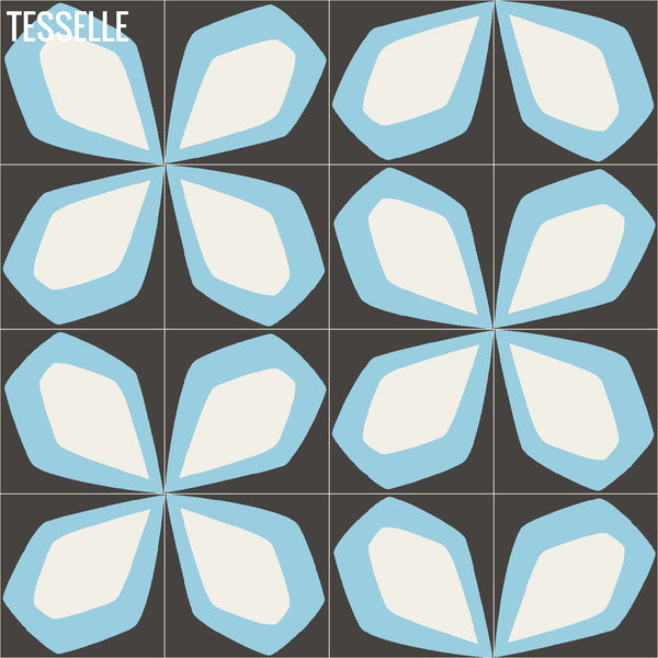 Products Tapa Blue Petal 8" Square Cement Tile by Shag 2