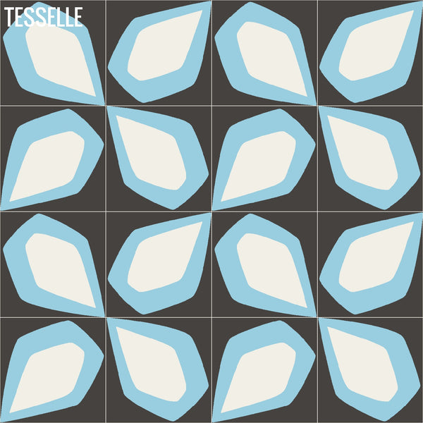 Products Tapa Blue Petal 8" Square Cement Tile by Shag 4