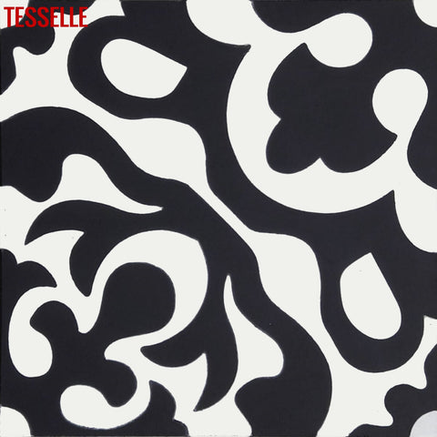 Calais Coal 8" Square Cement Tile | Medallion Pattern