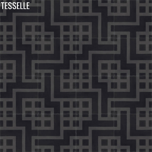 Circuit 8"x8" Square Cement Tile - Sterling Layout 3