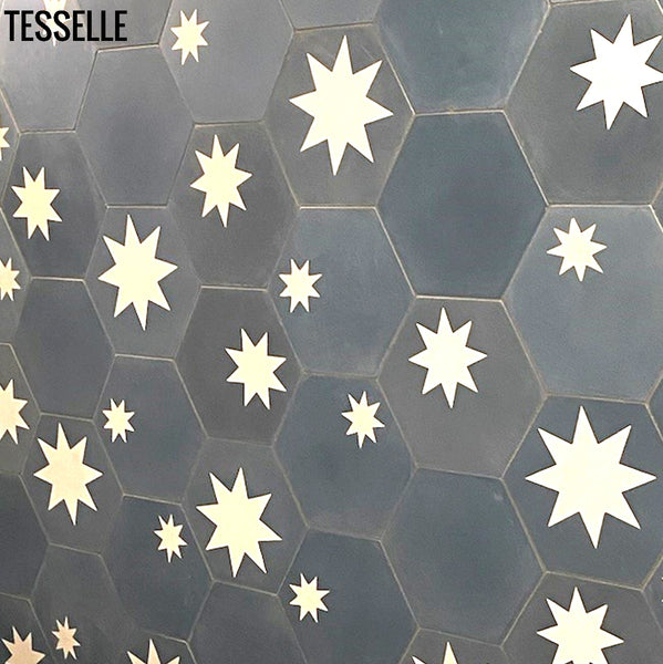 Cosmos Ocean 9x8" Hexagonal Cement Tile