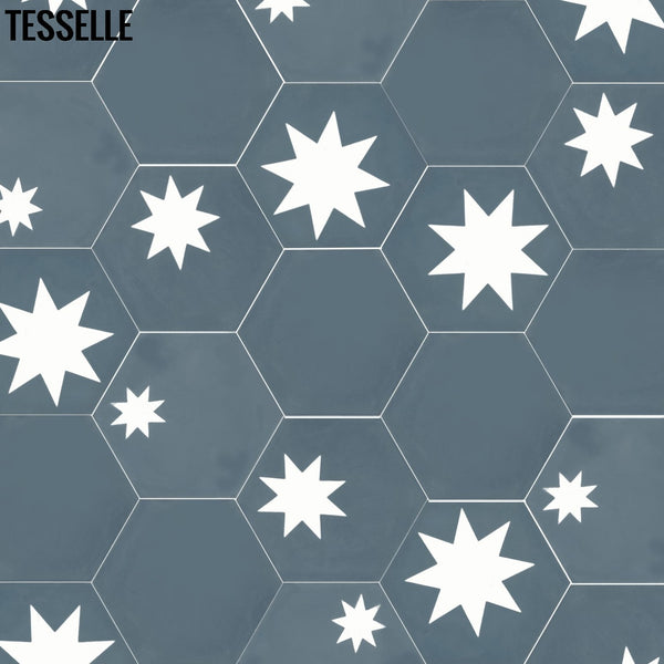Cosmos Ocean 9x8" Hexagonal Cement Tile
