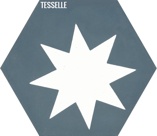 Cosmos Ocean 9x8" Hexagonal Cement Tile