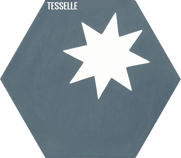 Cosmos Ocean 9x8" Hexagonal Cement Tile