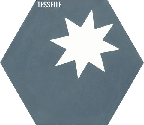 Cosmos Ocean 9x8" Hexagonal Cement Tile