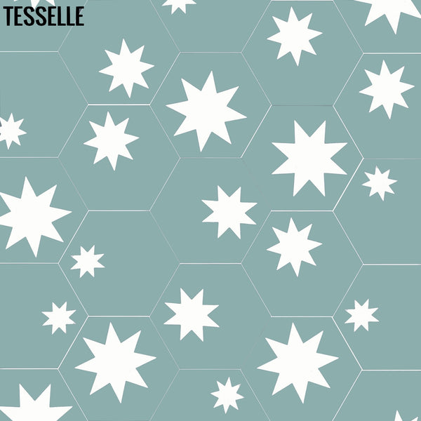 Cosmos Cactus 9x8" Hexagonal Cement Tile Stars Only