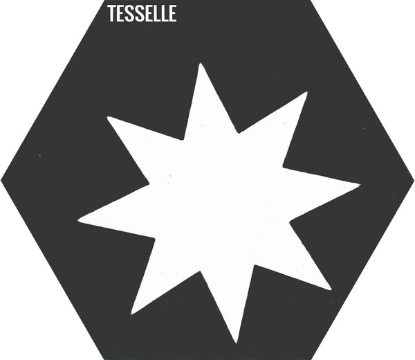 Cosmos Alpha Onyx 9x8" Hexagonal Cement Tile