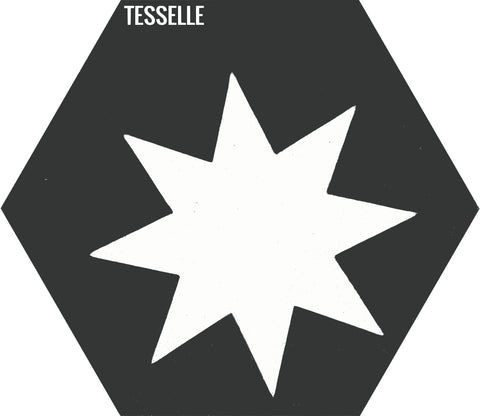 Cosmos Alpha Onyx 9x8" Hexagonal Cement Tile