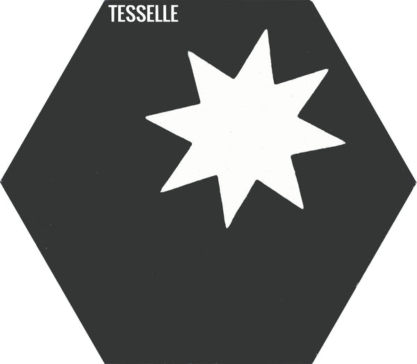 Cosmos Beta Onyx 9x8" Hexagonal Cement Tile