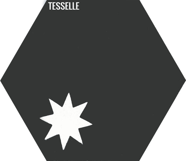 Cosmos Omega Onyx 9x8" Hexagonal Cement Tile