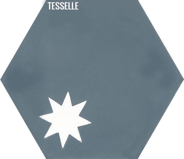Cosmos Ocean 9x8" Hexagonal Cement Tile