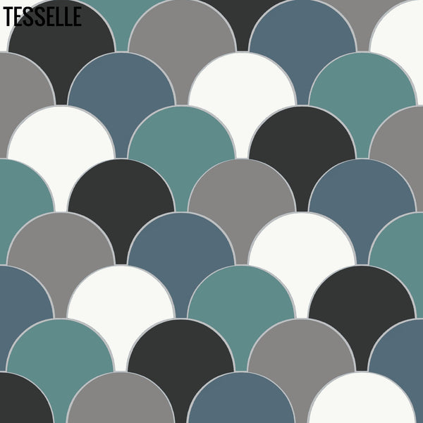 Echelle Multi 8"x8" Fish Scale Shaped Cement Tile