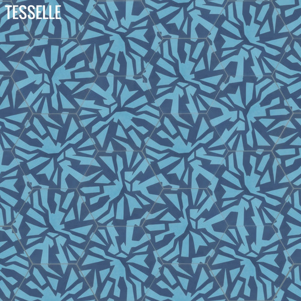 Facets 9"x8" Hexagonal Cement Tile - Reflection in Random Repeat