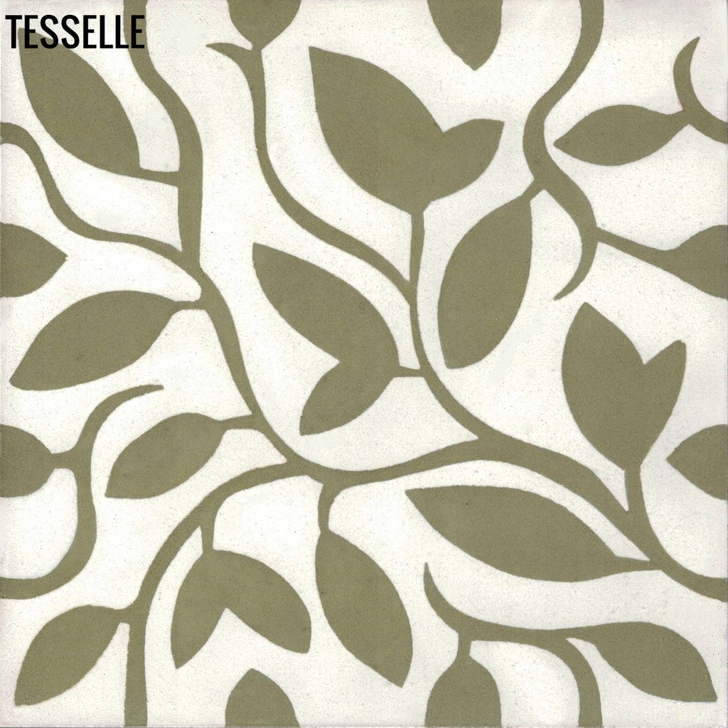 Fine Vine 8"x8" Square Cement Tile - Verdant