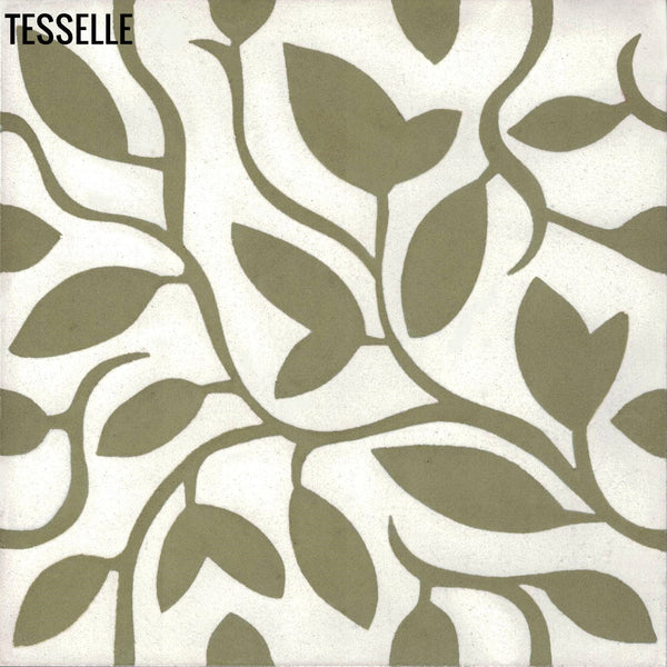 Fine Vine 8"x8" Square Cement Tile - Verdant