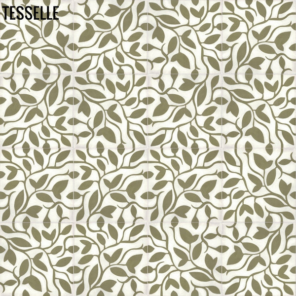 Fine Vine 8"x8" Square Cement Tile - Verdant Layout