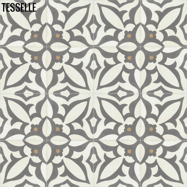 Fiore Grigio 8" Square Cement Tile 4x4