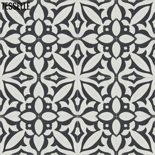 Fiore Nerobia 8" Square Cement Tile 4x4