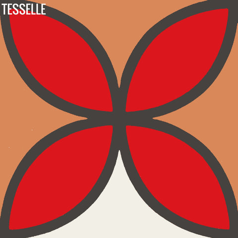 Tapa Flame Fourleaf 8" Square Cement Tile by Shag