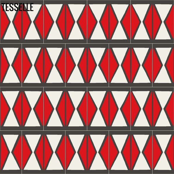 Tapa Flame Hourglass 8" Square Cement Tile by Shag Layout 3