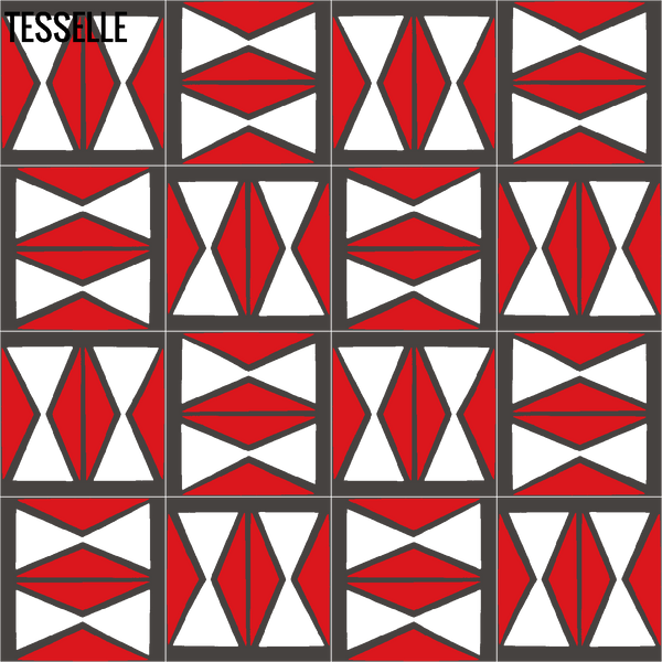 Tapa Flame Hourglass 8" Square Cement Tile by Shag Layout 4